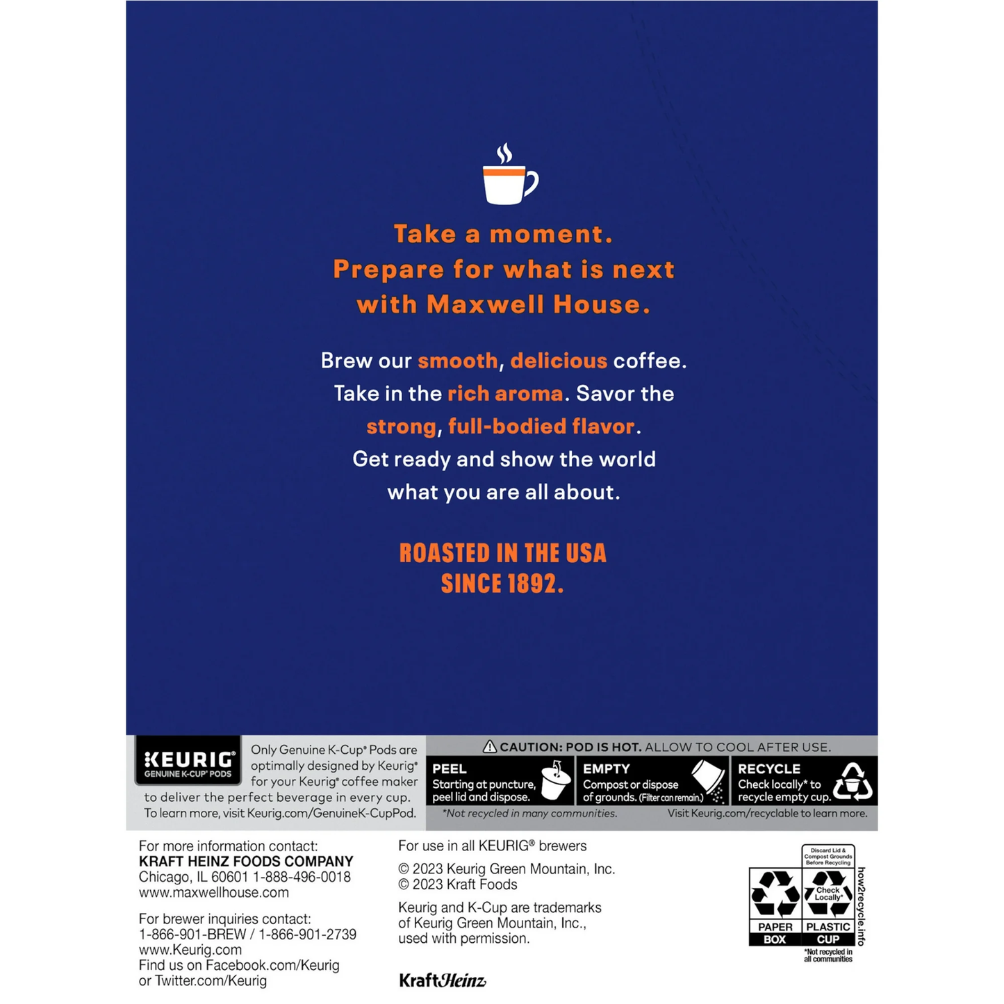 Maxwell House Original Roast Ground Coffee K-Cup Pods, Caffeinated, 24 ct - 8.3 oz Box