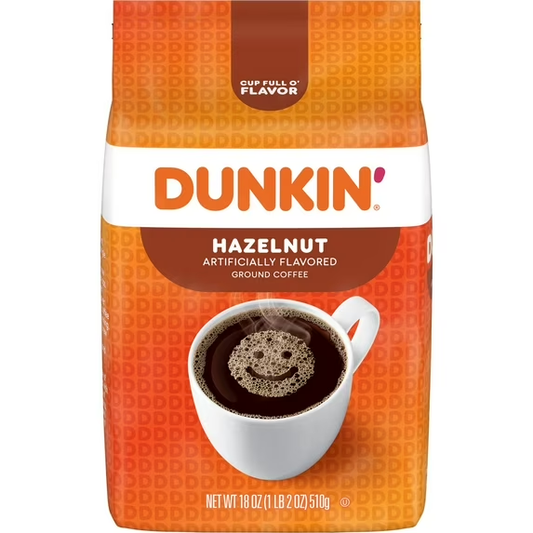 Dunkin' Hazelnut Flavored Ground Coffee, 18 oz