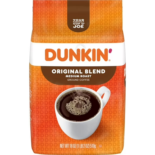 Dunkin' Original Blend Ground Coffee, Medium Roast, 18 oz