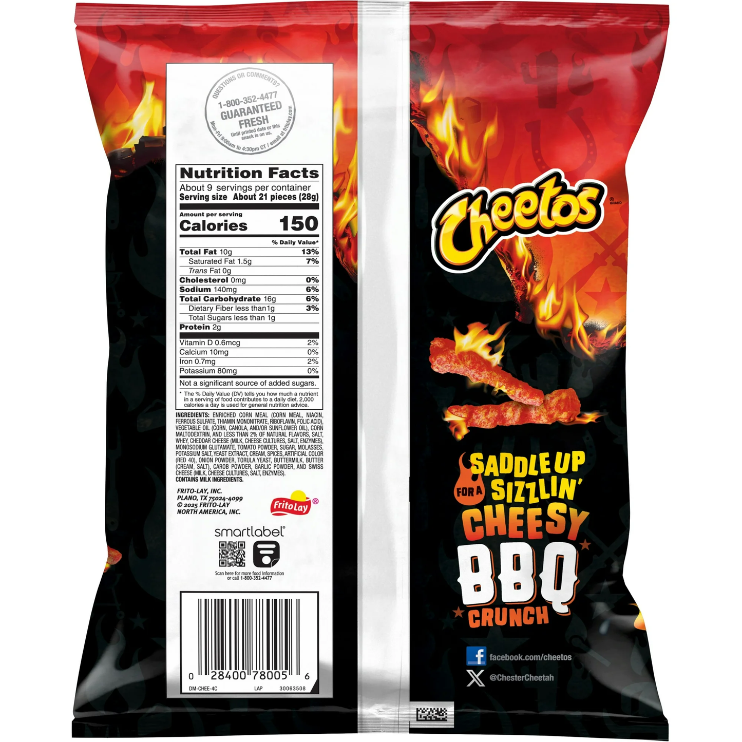 Cheetos Flamin' Hot Cheddar BBQ Snacks, 8.5 oz Bag