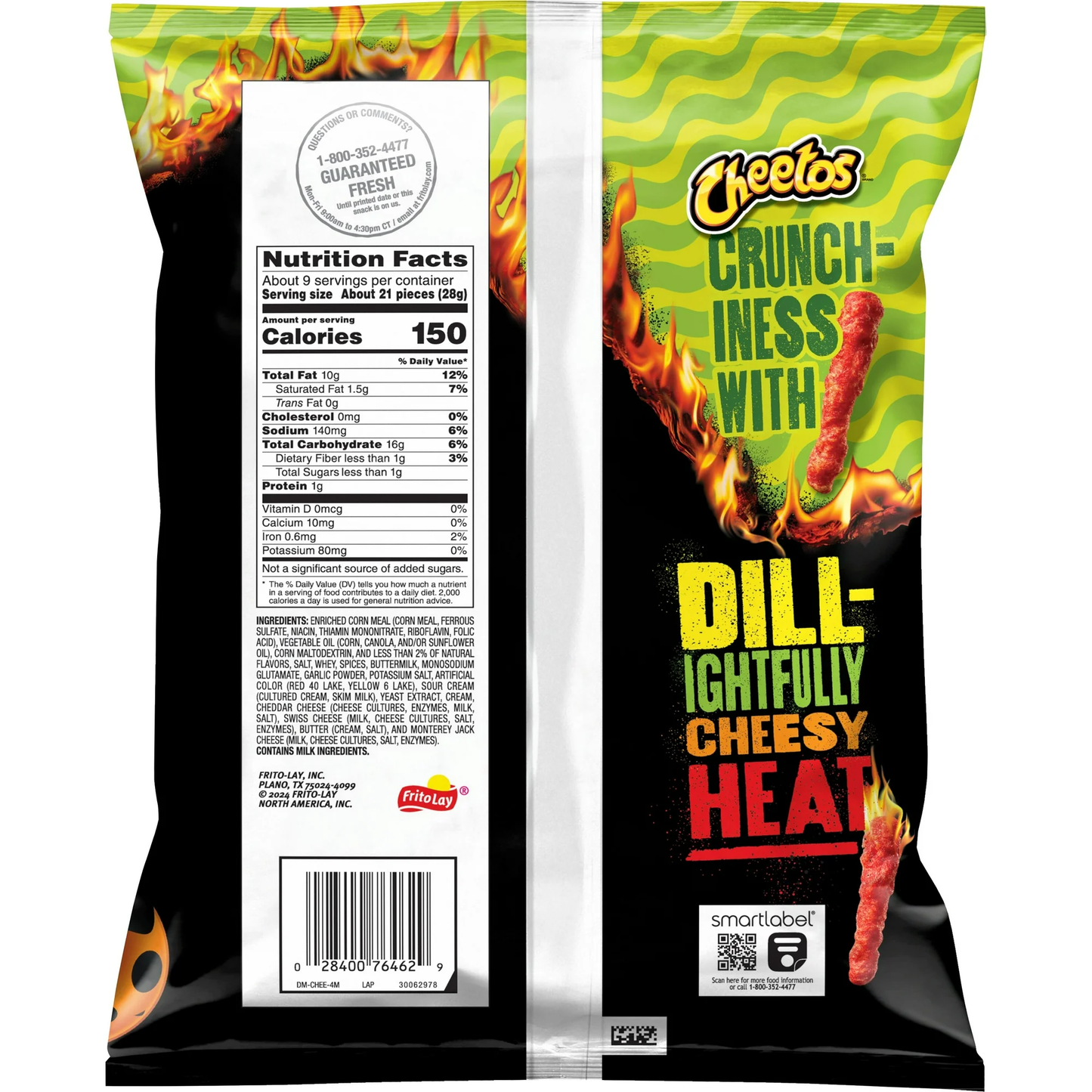 Cheetos Flamin' Hot Dill Pickle Crunchy Cheese Flavored Snacks, 8.5 oz Bag