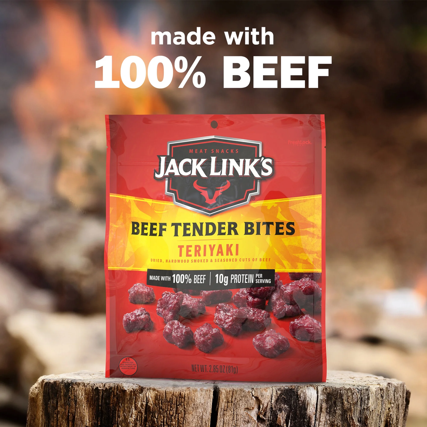 Jack Link's Teriyaki Tender Bites, 100% Beef, 2.85 oz. Resealable Bag