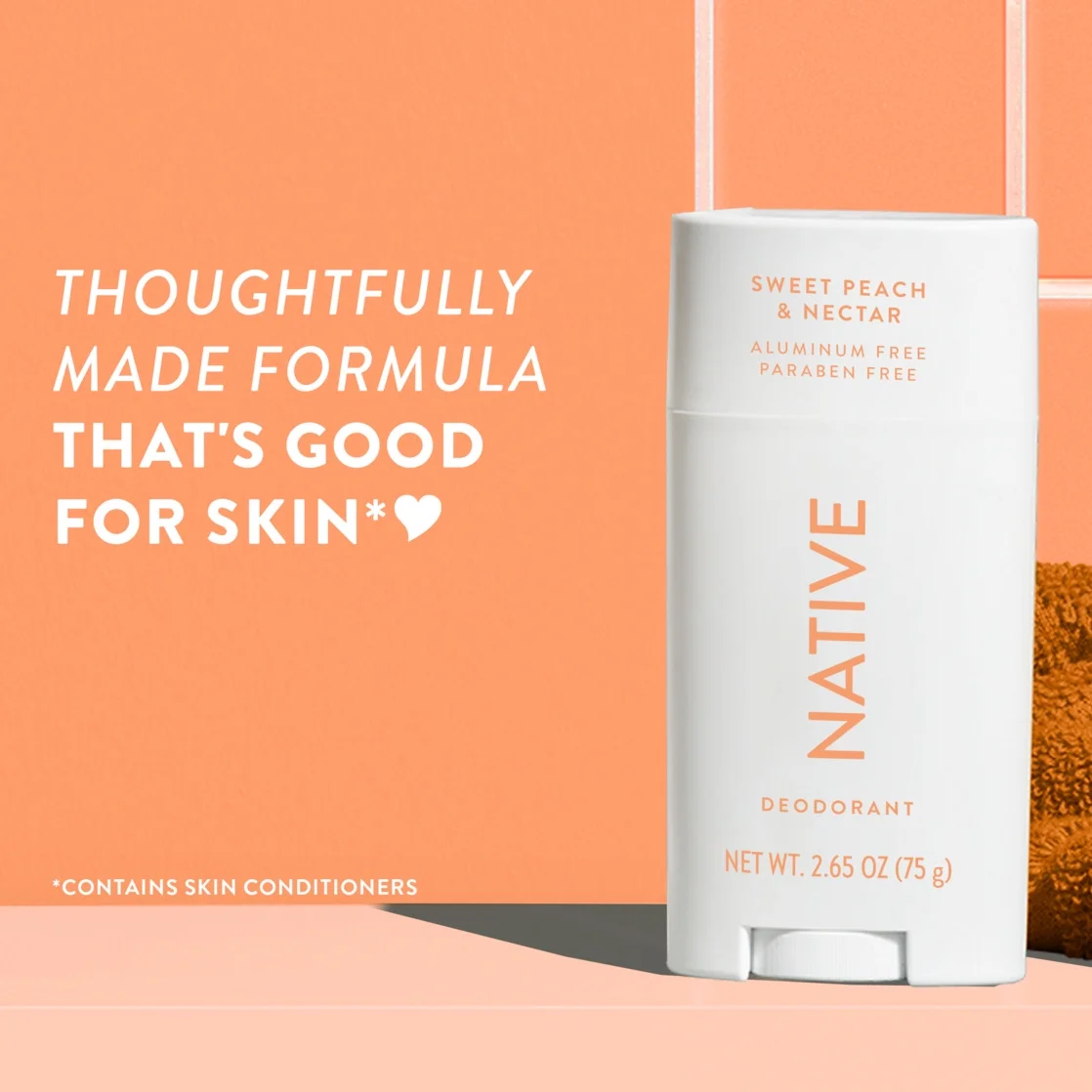 Native Deodorant, Aluminum Free, Sweet Peach & Nectar, for Women and Men, 2.65 oz