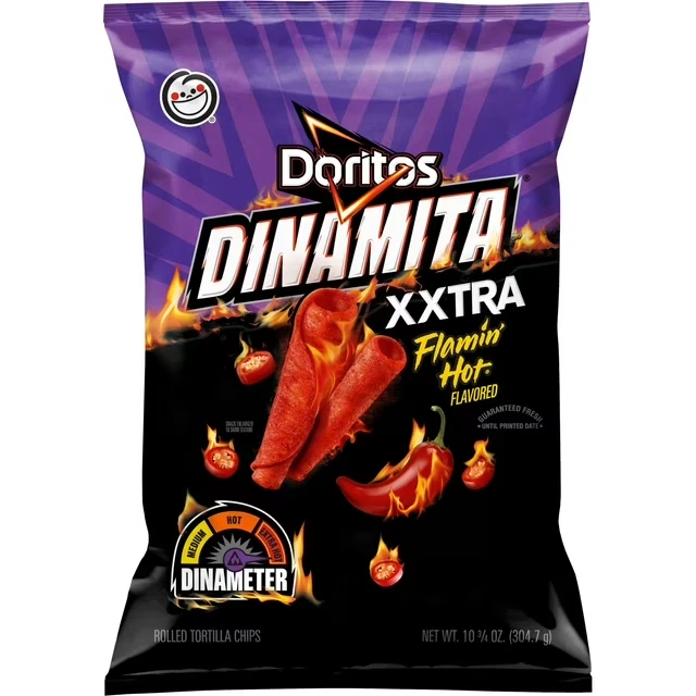 Doritos Dinamita Rolled Tortilla Chips XXTRA Flamin’ Hot Flavored, 10.75 oz Bag