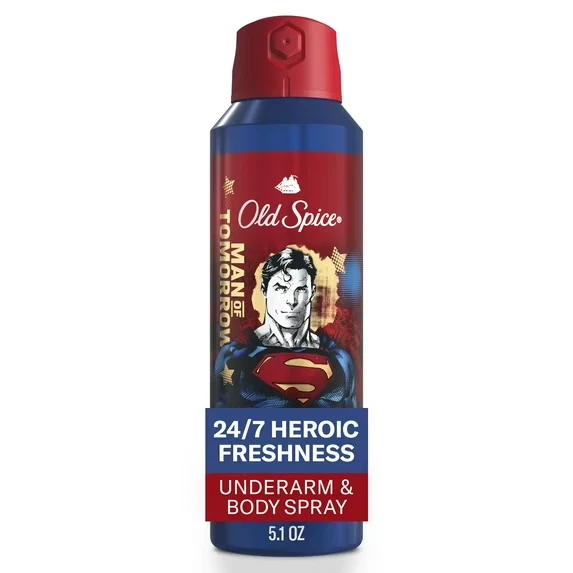 Old Spice Aluminum Free Deodorant for Men, 24/7 Freshness, Body Spray, Long Lasting Odor Protection, Smell Like a Hero, Superman, Bright Citrus and Cosmo Scent, 5.1 oz