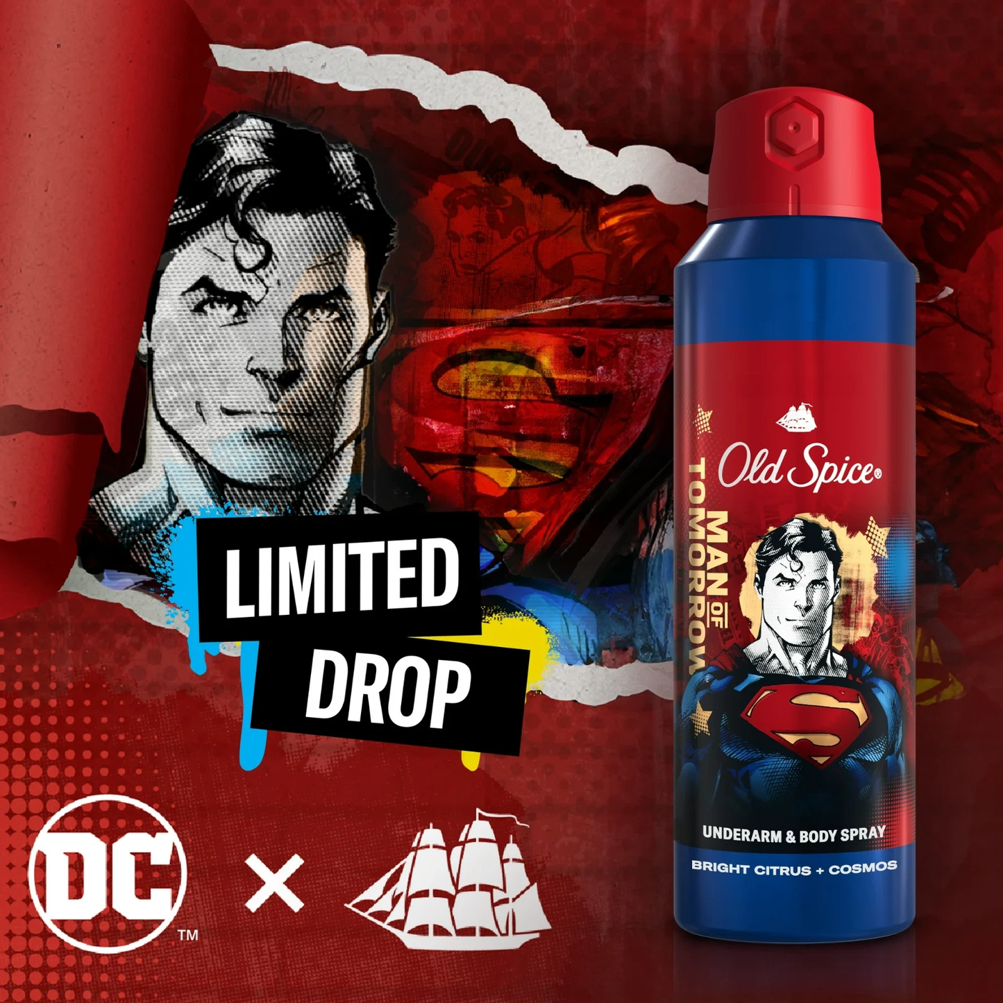 Old Spice Aluminum Free Deodorant for Men, 24/7 Freshness, Body Spray, Long Lasting Odor Protection, Smell Like a Hero, Superman, Bright Citrus and Cosmo Scent, 5.1 oz