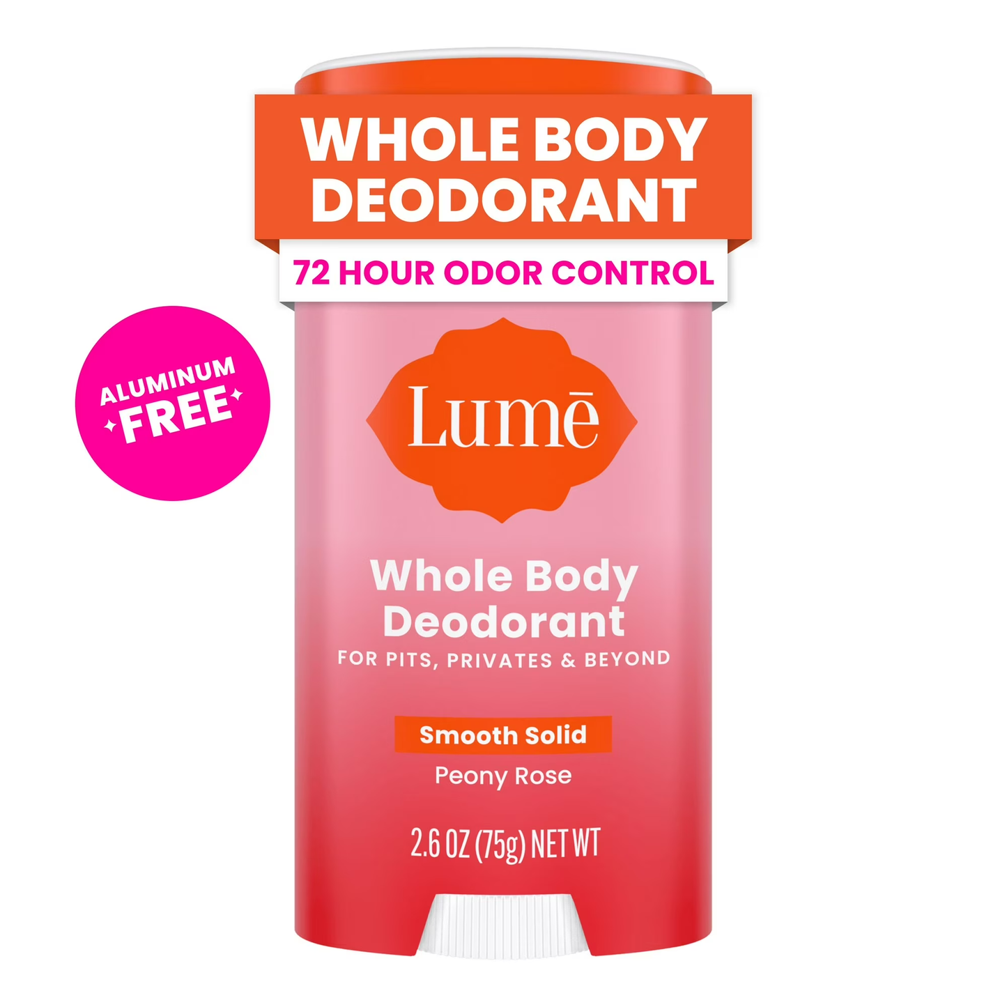 Lume Whole Body Women's Deodorant - Smooth Solid Stick - Aluminum Free - Peony Rose - 2.6oz