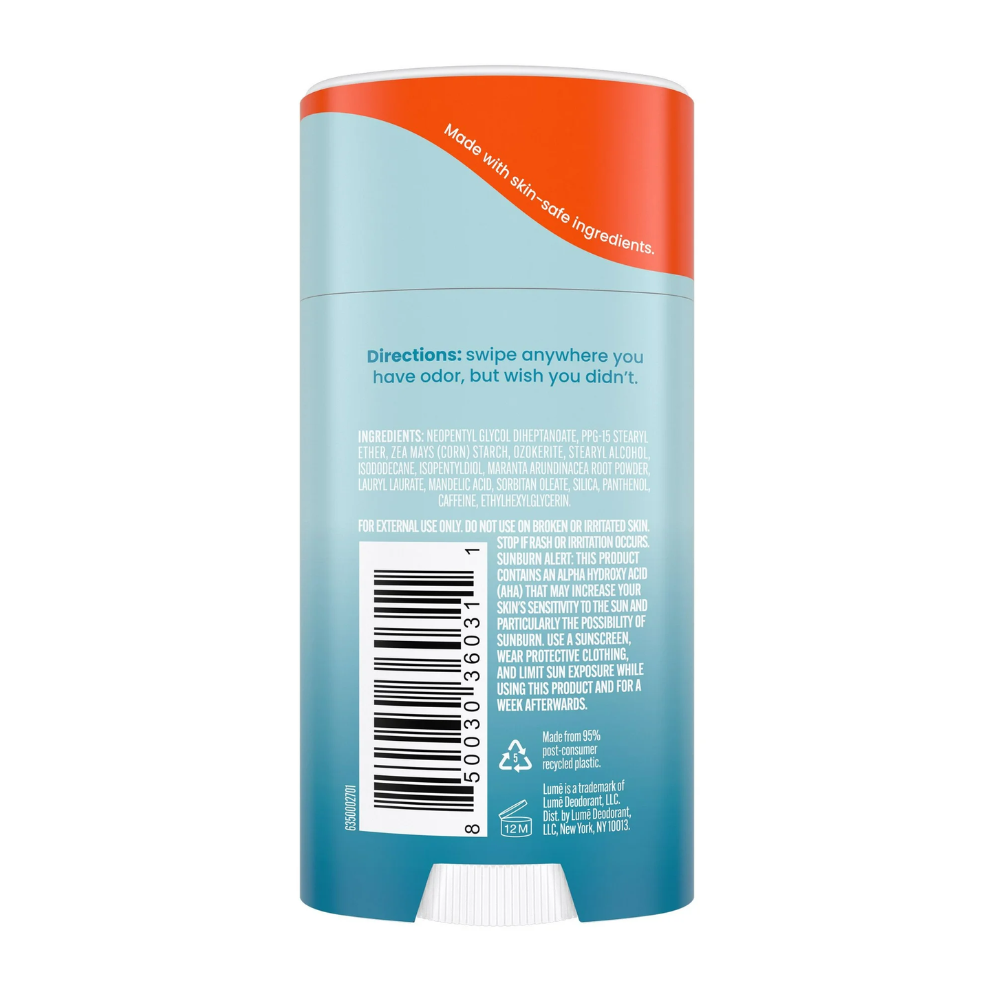 Lume Whole Body Women's Deodorant - Smooth Solid Stick - Aluminum Free - Unscented - 2.6oz