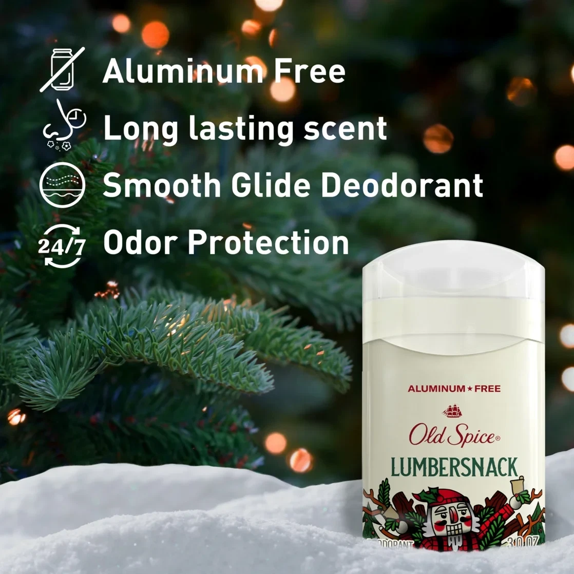 Old Spice Antiperspirant and Deodorant for Men, Holidudes Limited Edition, Lumbersnack Fresh Pine Scent, 2.6oz