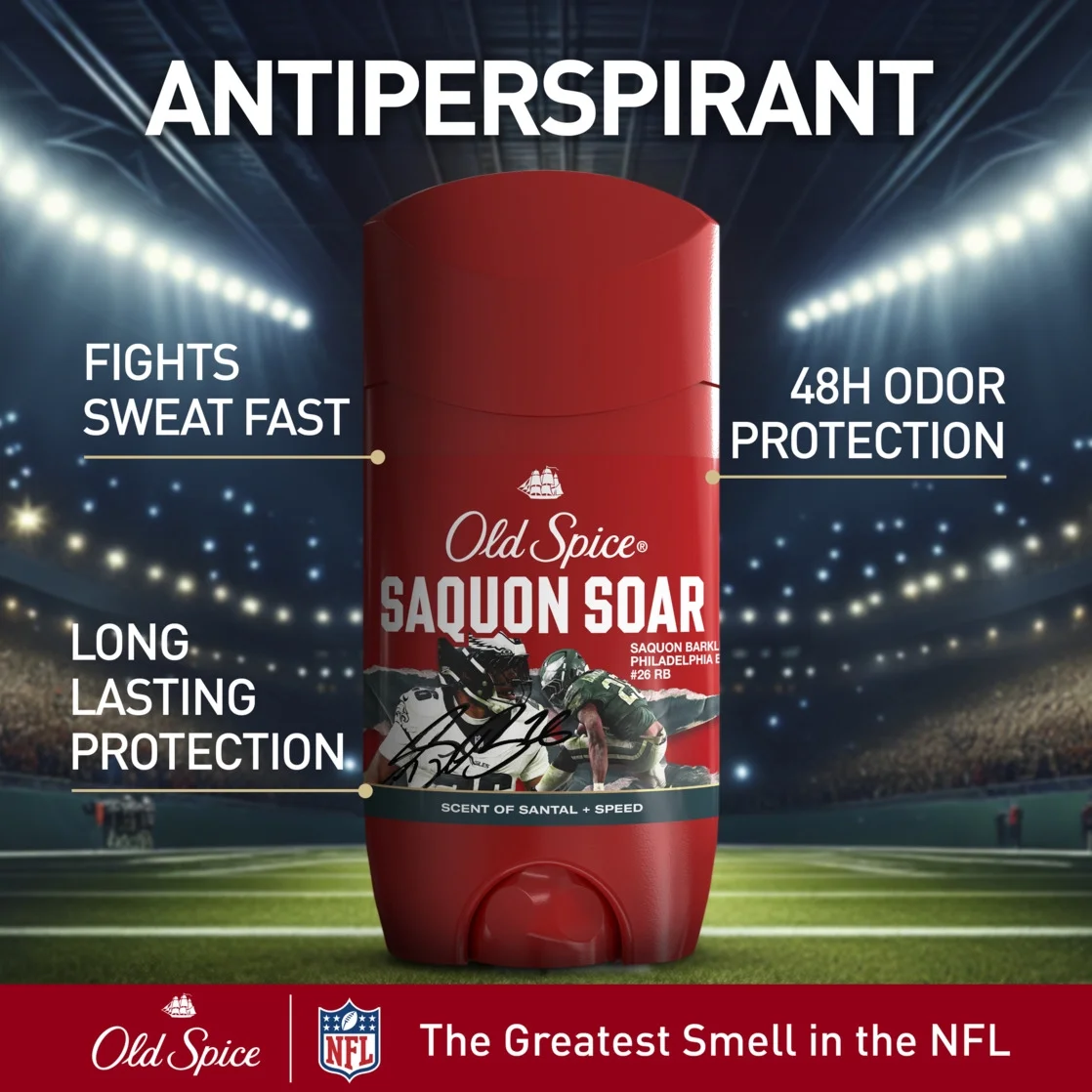 Old Spice Men's Antiperspirant Deodorant, NFL Collection, Saquon Soar, Santal + Speed, 2.6oz