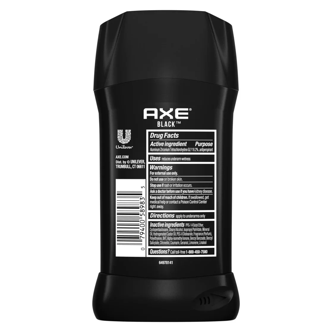 Axe Deodorant Stick for Men Black Vanilla with Orange Aluminum-Free, 3 oz