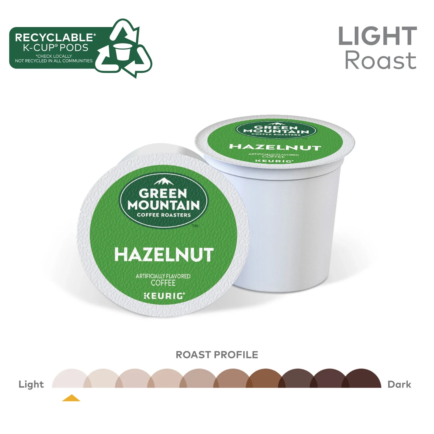 Green Mountain Coffee Hazelnut Flavored K-Cup Pods, Light Roast, 24 Count