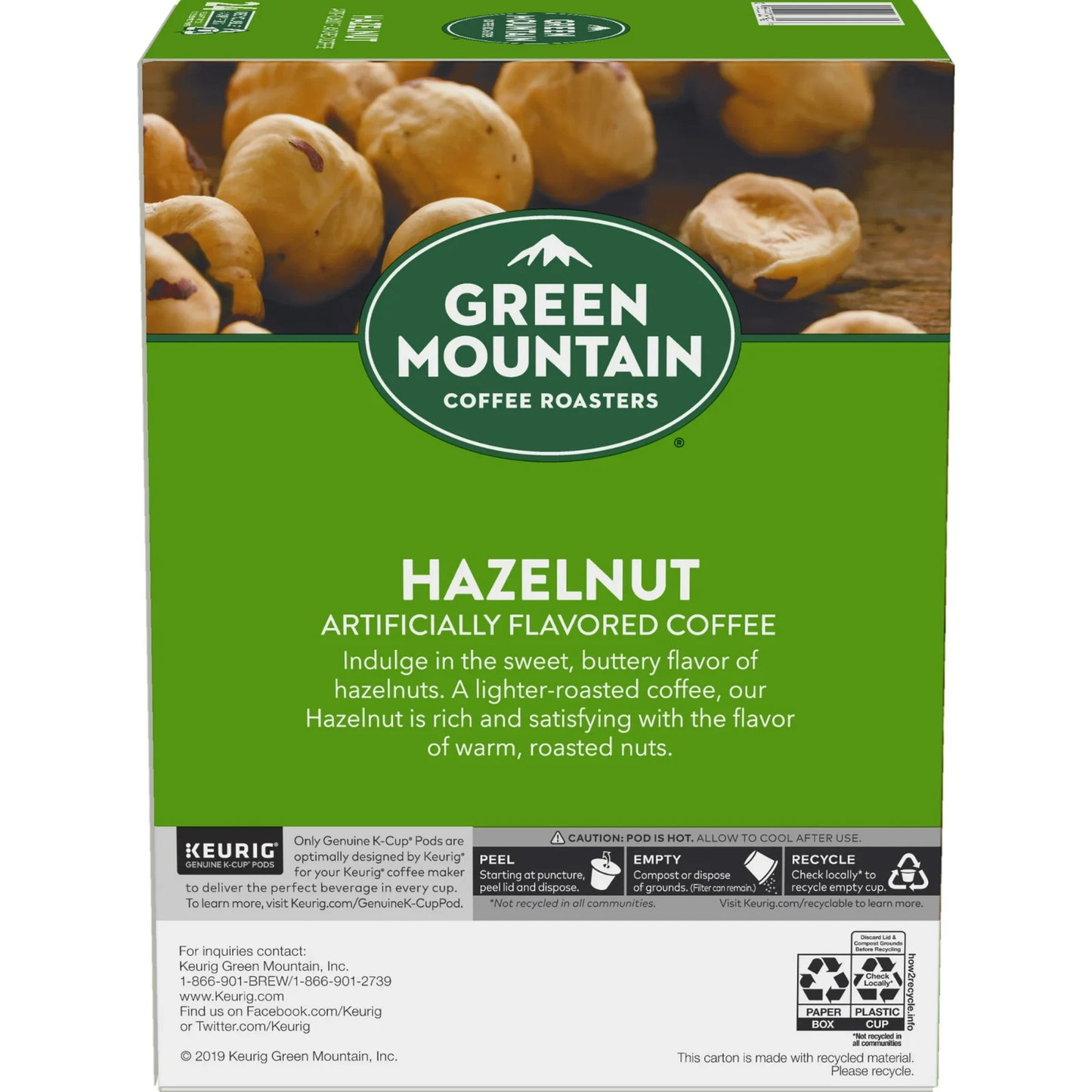 Green Mountain Coffee Hazelnut Flavored K-Cup Pods, Light Roast, 24 Count