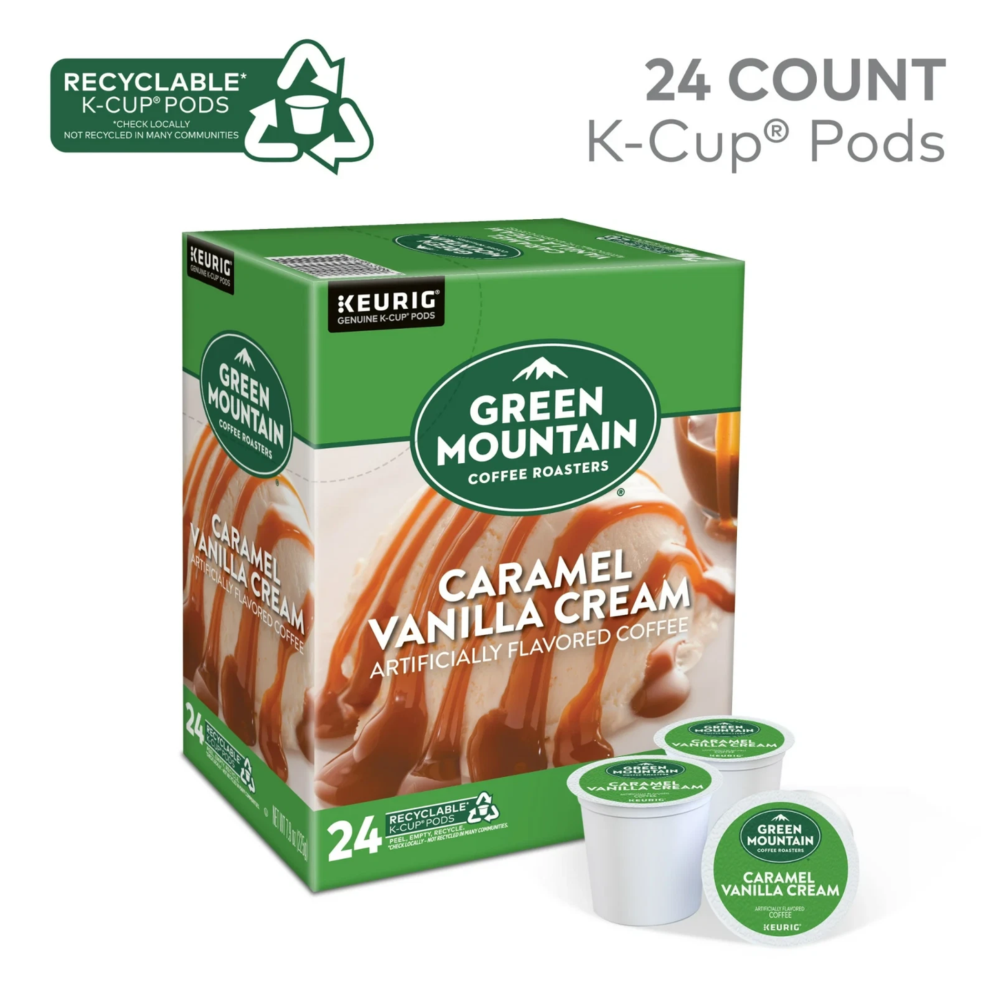 Green Mountain Coffee Roasters Caramel Vanilla Cream Light Roast KCup Coffee Pod