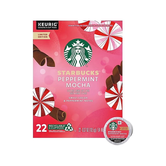Starbucks Peppermint Mocha Coffee Keurig K-Cup Pods, Light Roast, 22 ct