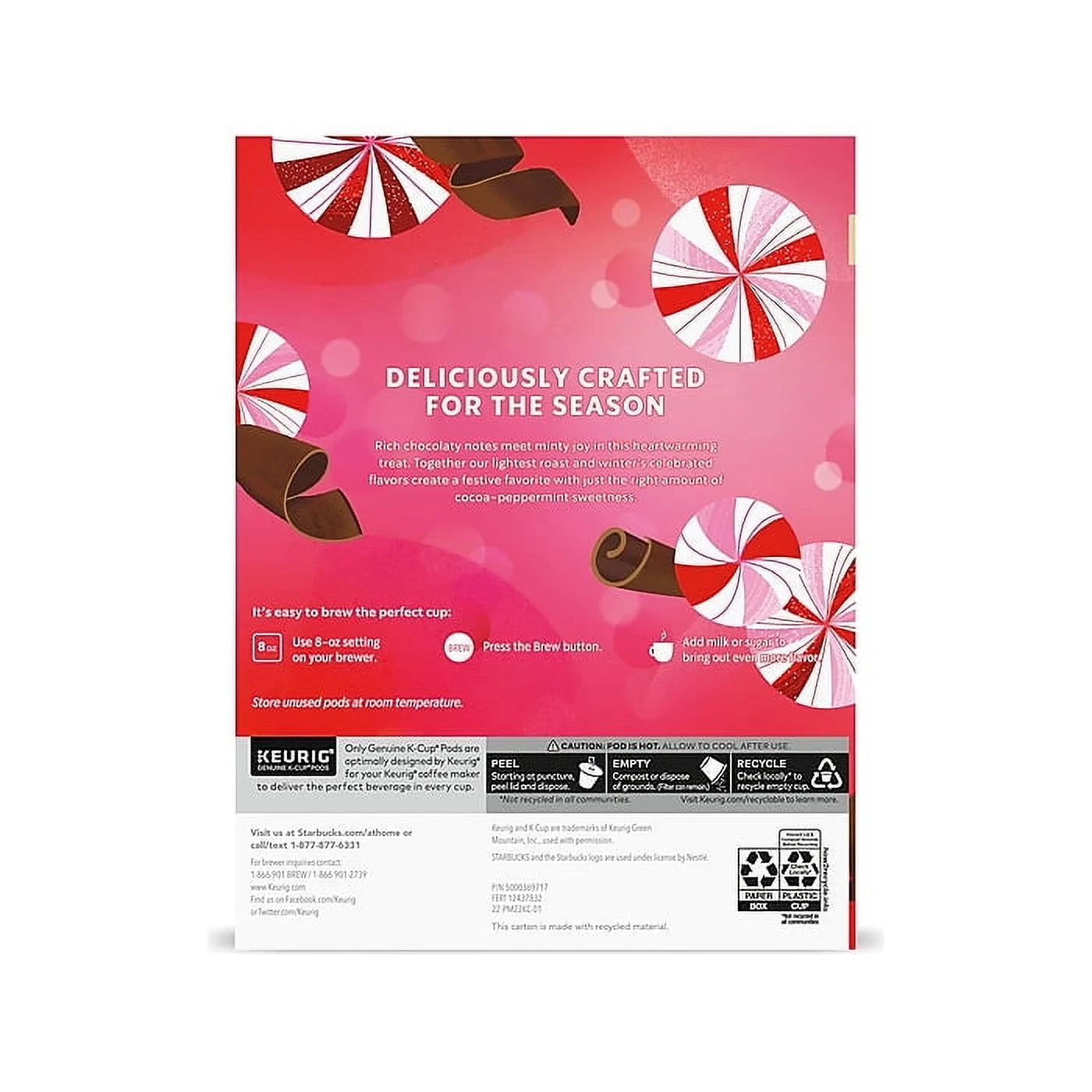 Starbucks Peppermint Mocha Coffee Keurig K-Cup Pods, Light Roast, 22 ct