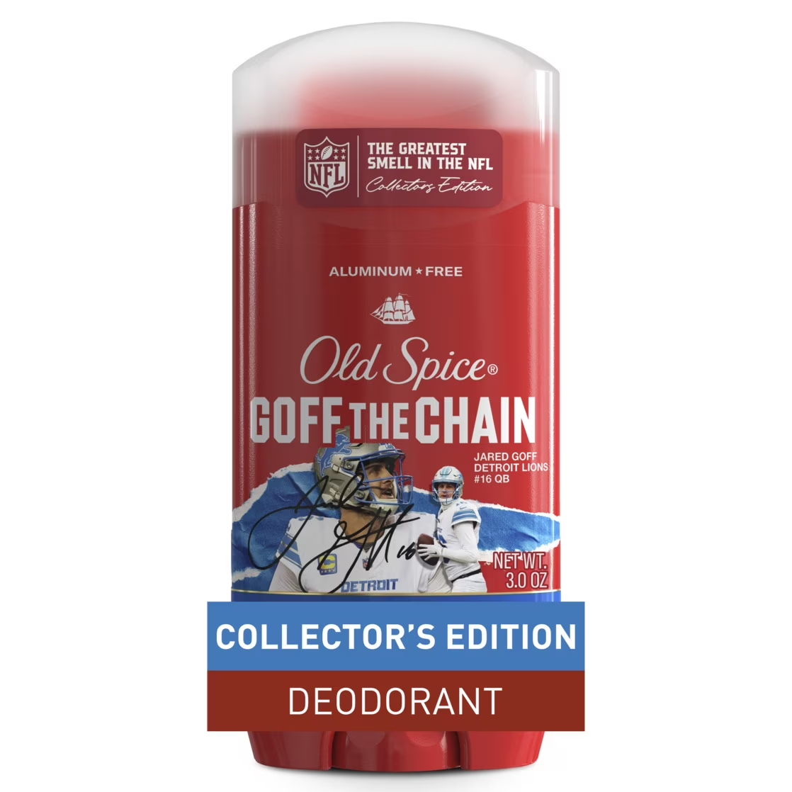 Old Spice Men's Aluminum Free Deodorant, NFL Collection, Goff the Chain, Driftwood + Drive, 3oz