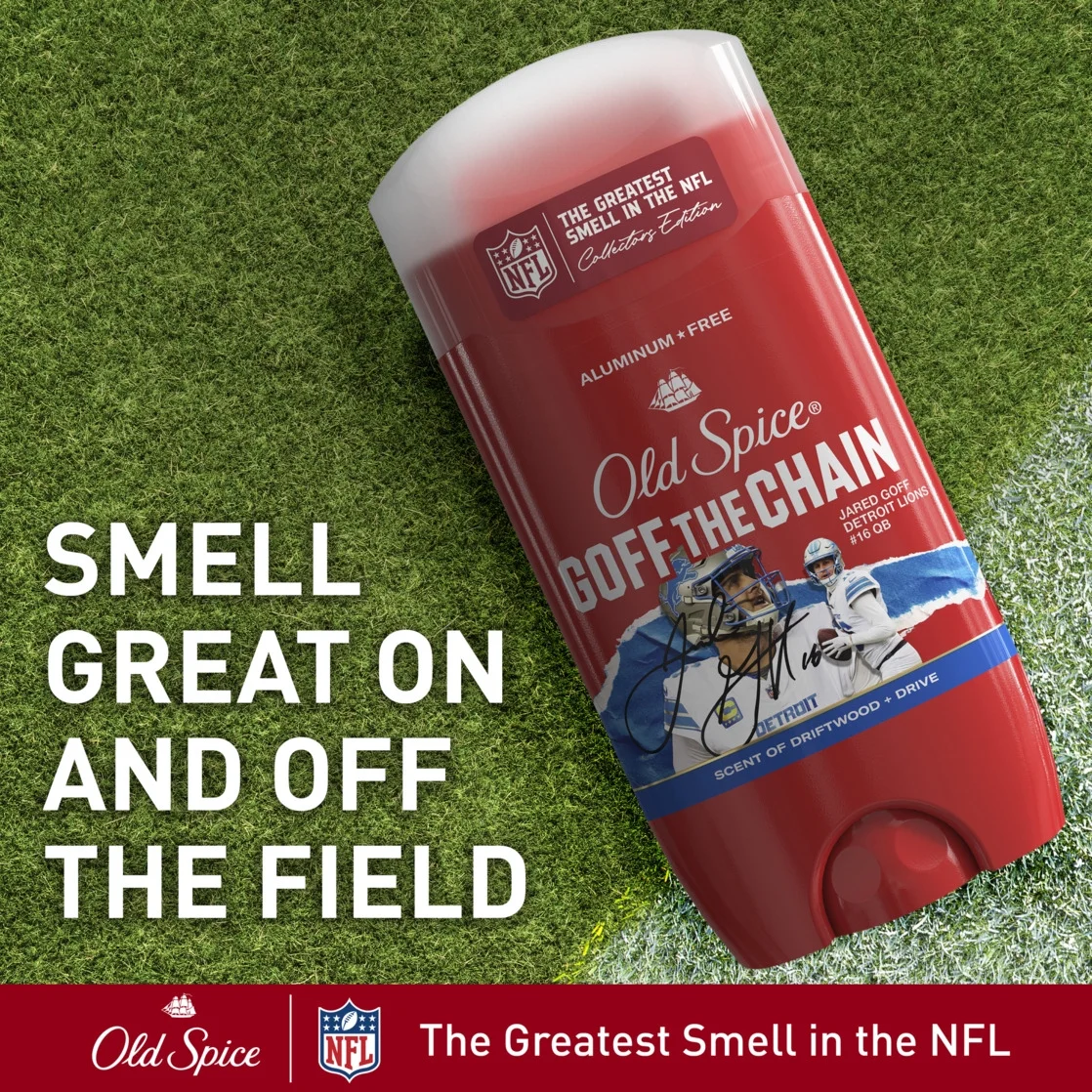 Old Spice Men's Aluminum Free Deodorant, NFL Collection, Goff the Chain, Driftwood + Drive, 3oz