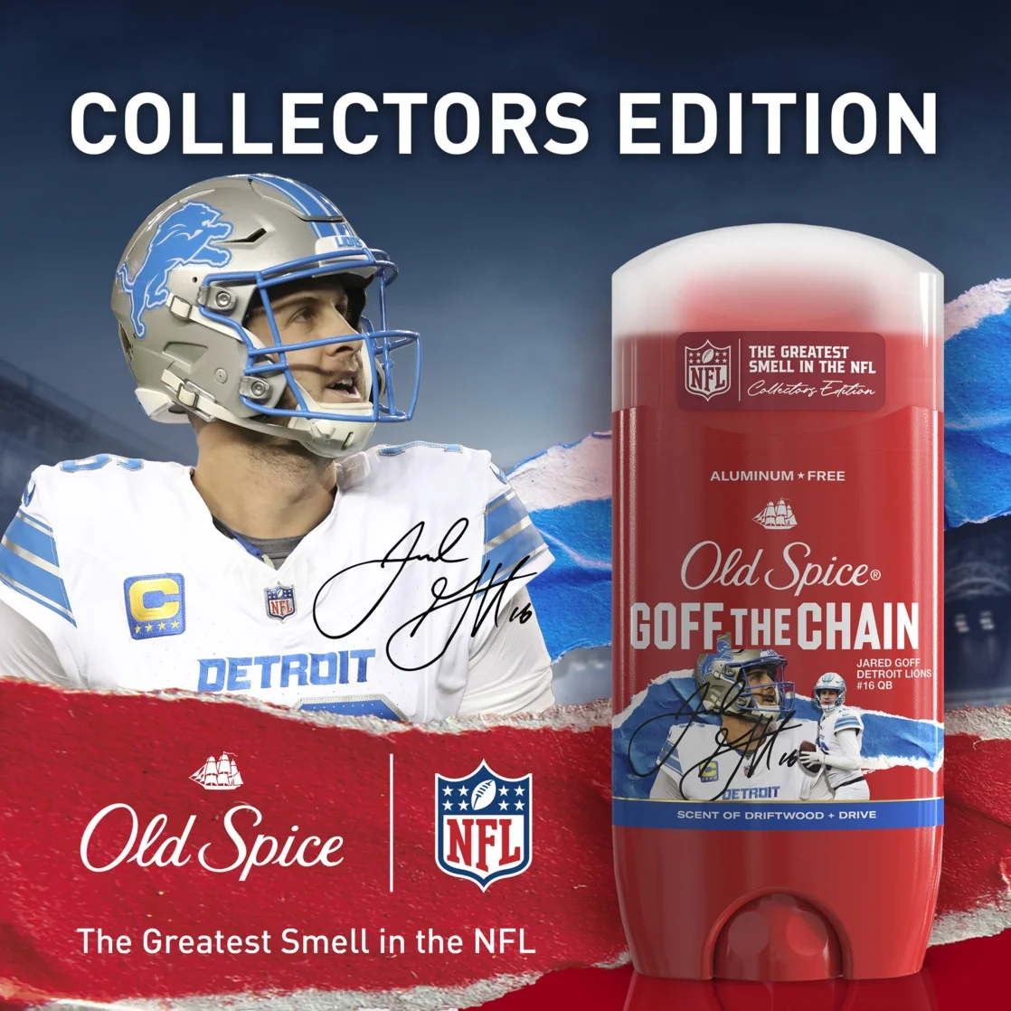 Old Spice Men's Aluminum Free Deodorant, NFL Collection, Goff the Chain, Driftwood + Drive, 3oz