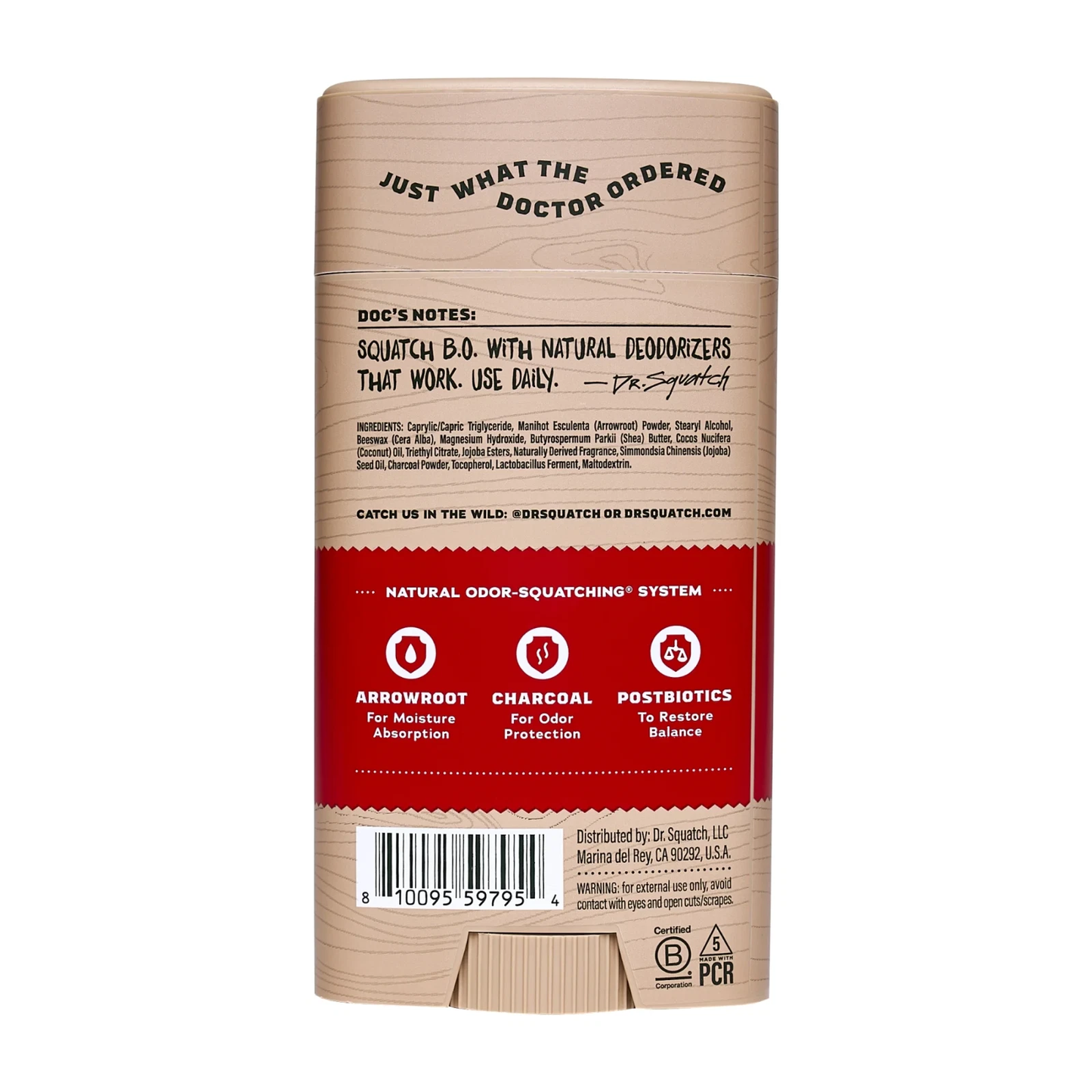 Dr. Squatch Sandalwood Summit Natural Deodorant for Men, 2.65 oz