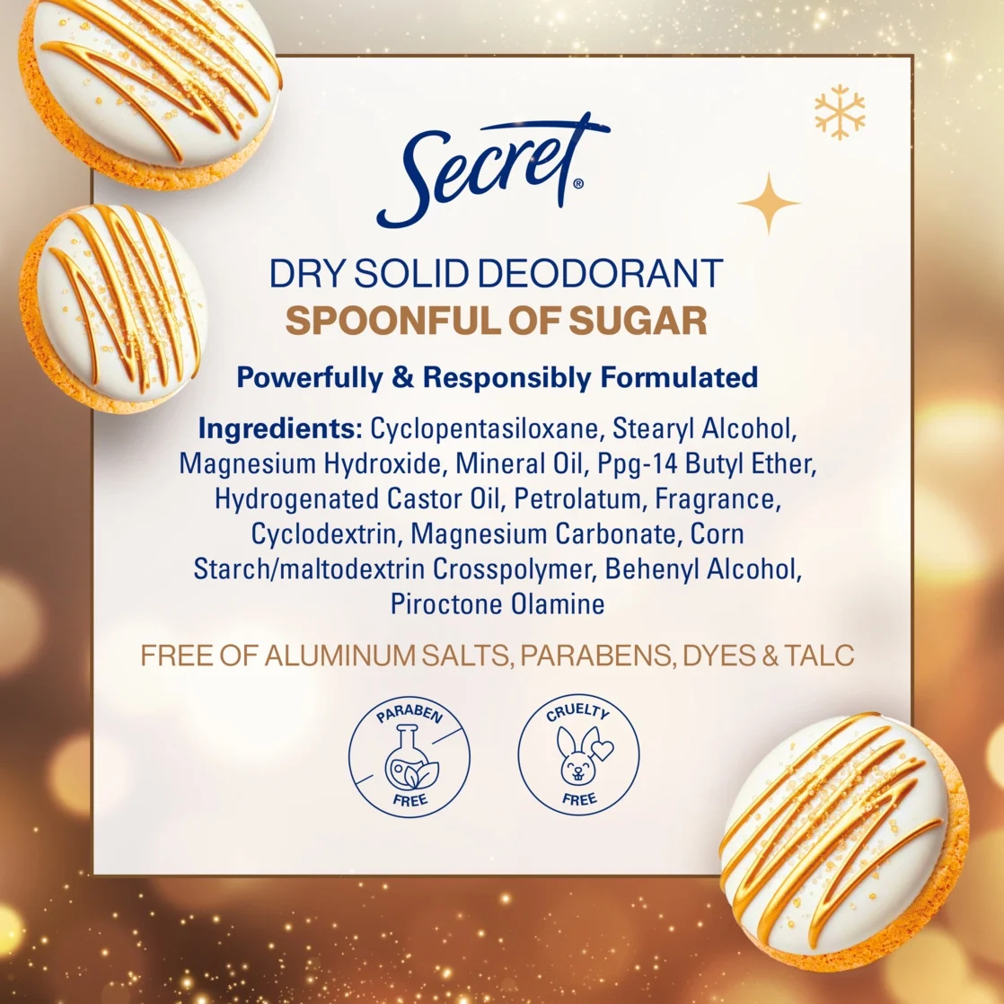 Secret Aluminum Free Deodorant for Women, Spoonful of Sugar 2.4 oz