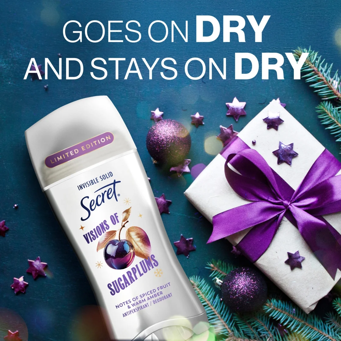 Secret Fresh Invisible Solid Antiperspirant and Deodorant for Women, Sugarplum 2.6 oz