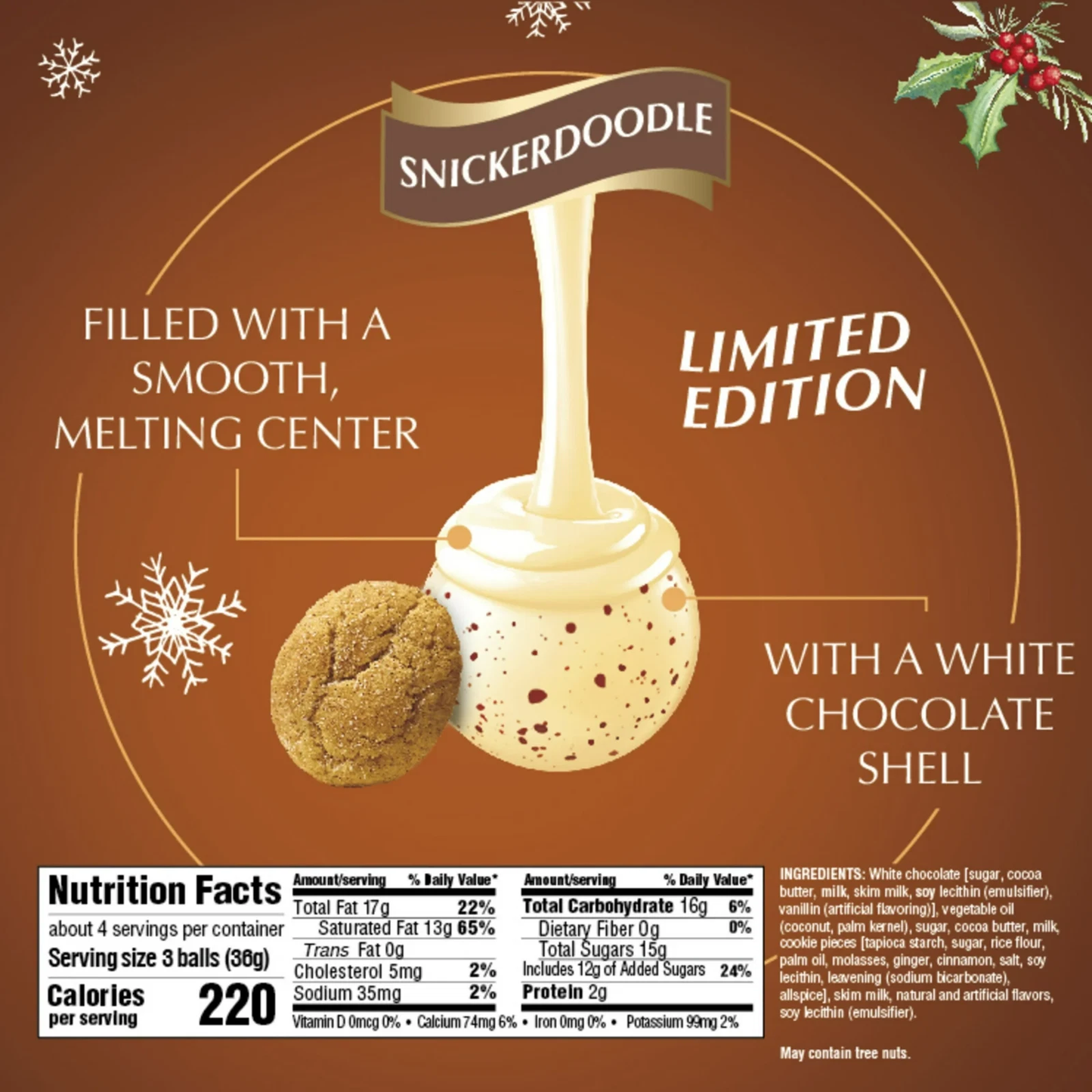 Lindt LINDOR Limited Edition Snickerdoodle Christmas Truffles 5.1 oz