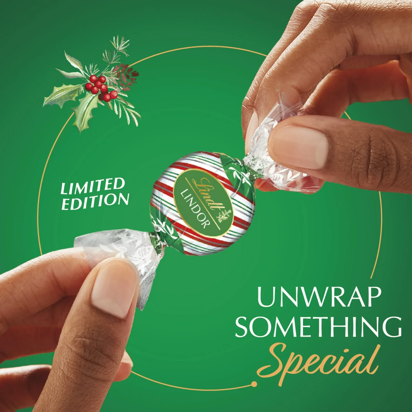 Lindt LINDOR Limited Edition Peppermint Chocolate Christmas Truffles 5.1 oz