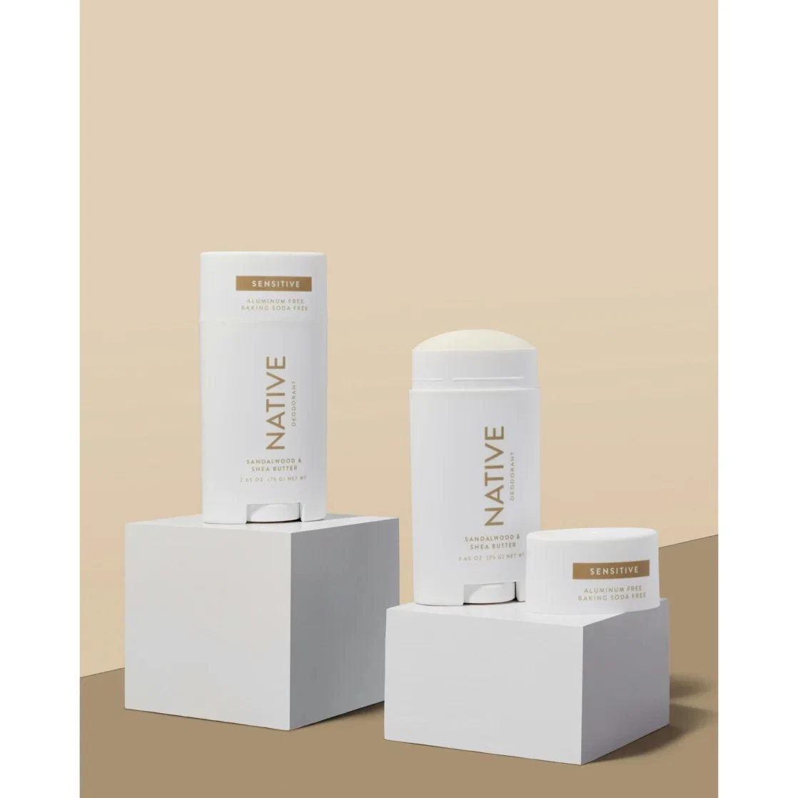 Native Deodorant, Aluminum Free, Sensitive Deodorant Sandalwood & Shea Butter Scent 2.4 oz