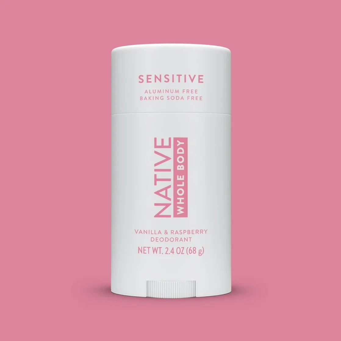 Native Deodorant, Aluminum Free, Sensitive Whole-Body Deodorant Vanilla & Raspberry Scent 2.4 oz
