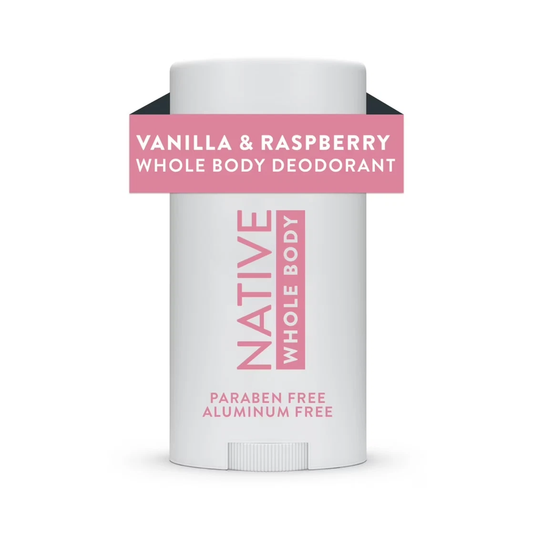 Native Deodorant, Aluminum Free, Sensitive Whole-Body Deodorant Vanilla & Raspberry Scent 2.4 oz