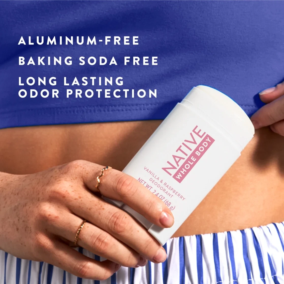 Native Deodorant, Aluminum Free, Sensitive Whole-Body Deodorant Vanilla & Raspberry Scent 2.4 oz