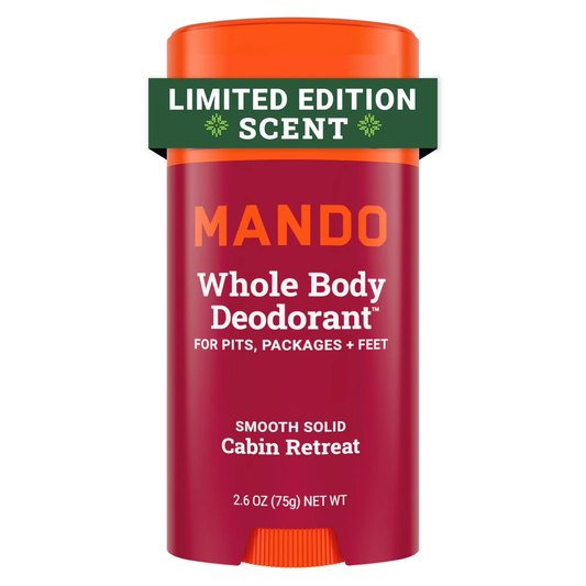 Limited Edition Mando Whole Body Deodorant Stick for Men, Smooth Solid, Aluminum Free, Cabin Retreat Scent, 2.6 oz