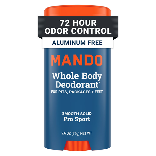 Mando Whole Body Deodorant Stick for Men, Smooth Solid, Aluminum Free, Pro Sport Scent, 2.6 oz