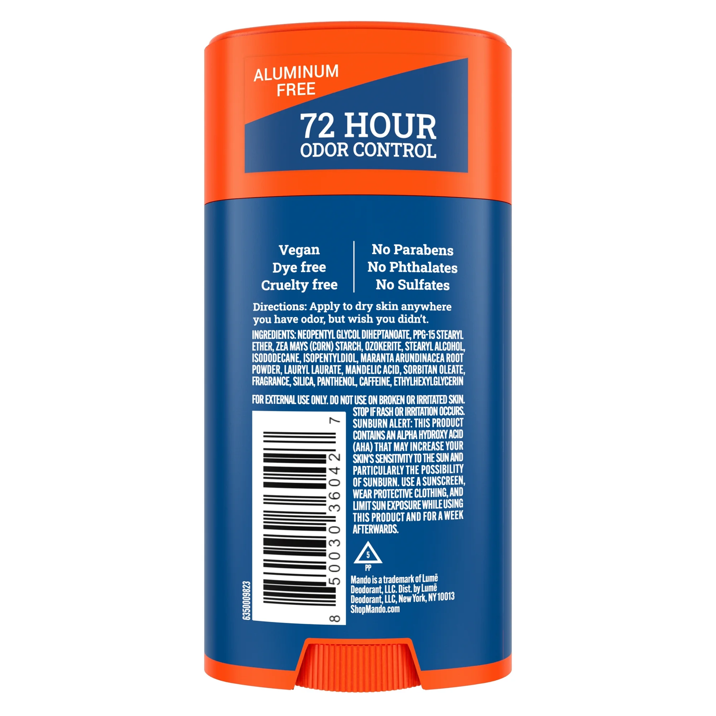 Mando Whole Body Deodorant Stick for Men, Smooth Solid, Aluminum Free, Pro Sport Scent, 2.6 oz