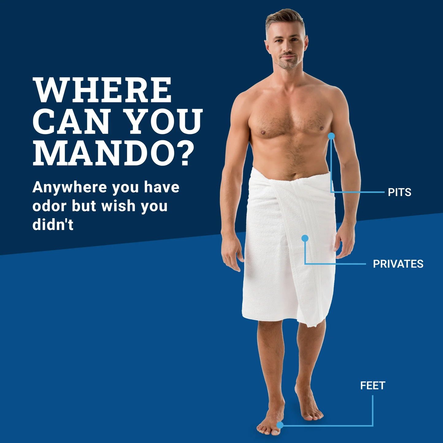 Mando Whole Body Deodorant Stick for Men, Smooth Solid, Aluminum Free, Pro Sport Scent, 2.6 oz