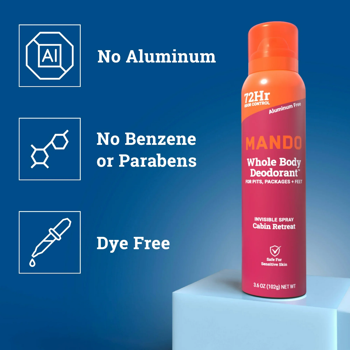 Mando Limited Edition Whole Body Deodorant Spray for Men, Aluminum Free, Cabin Retreat Scent, 3.6 oz