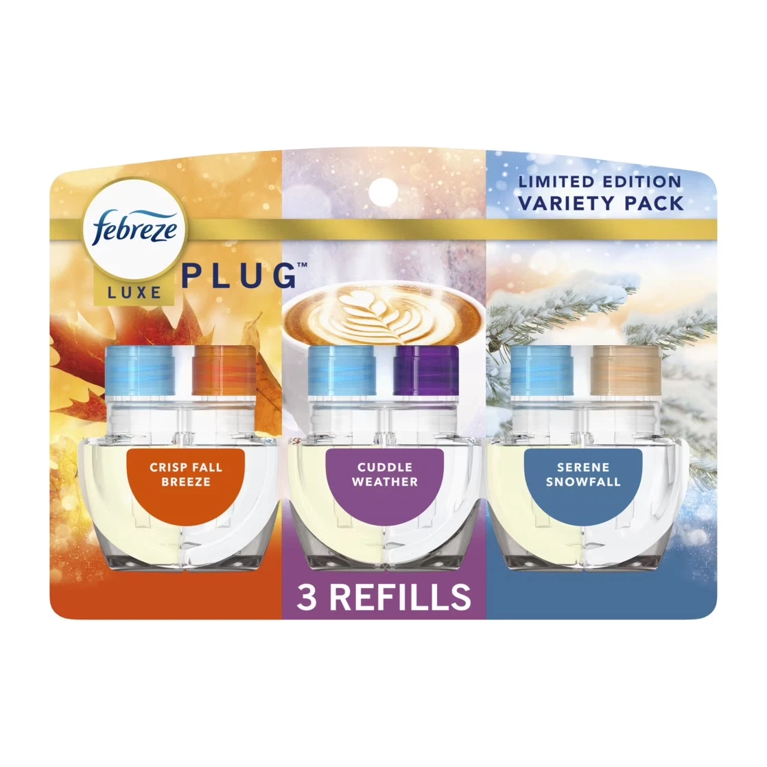 Febreze Plug In Air Freshener, Odor-Fighting Scented Oil 3 Refill, Holiday Mix