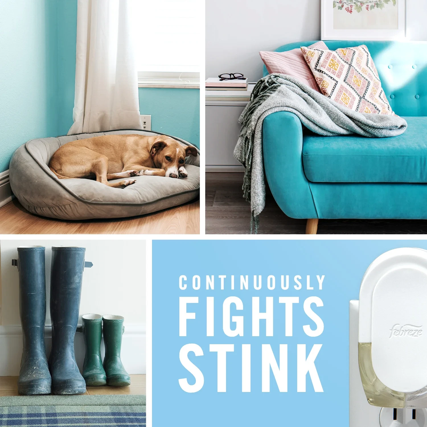 Febreze Plug In Air Freshener Odor-Fighting Scented Oil 3 Refill Bora Bora Water