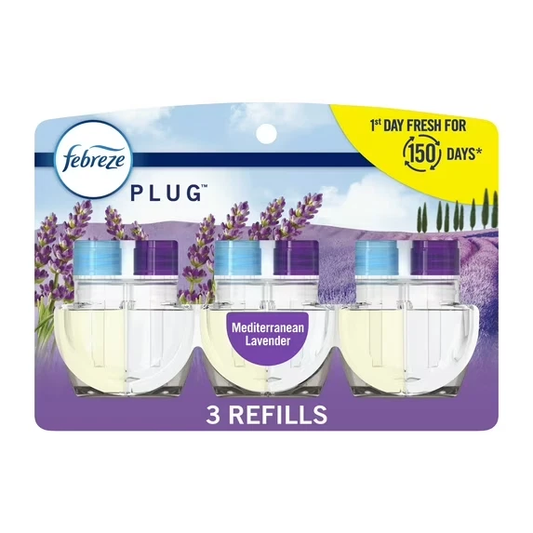 Febreze Plug In Air Freshener Odor-Fighting Scented Oil 3 Refill Lavender