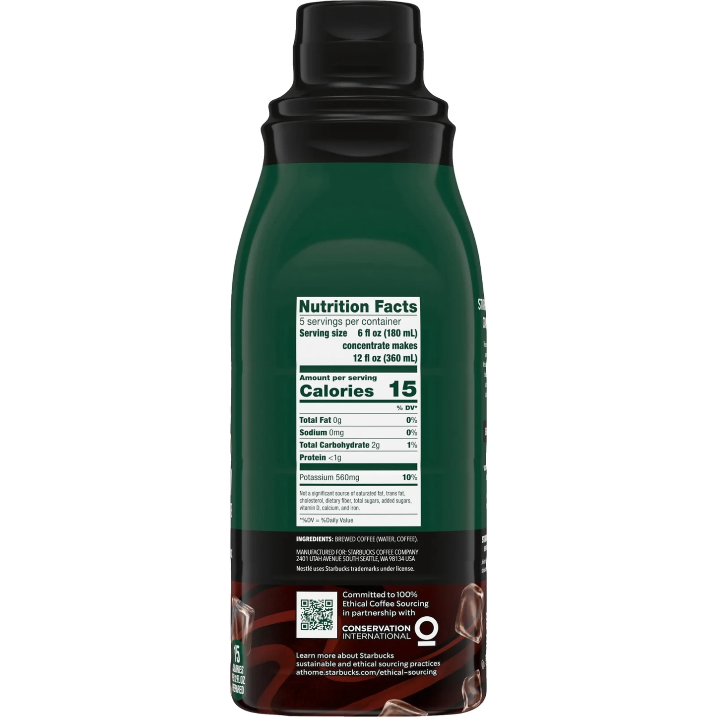 Starbucks Signature Black Coffee, Bottled Cold Brew Coffee Concentrate Drink, 32 oz