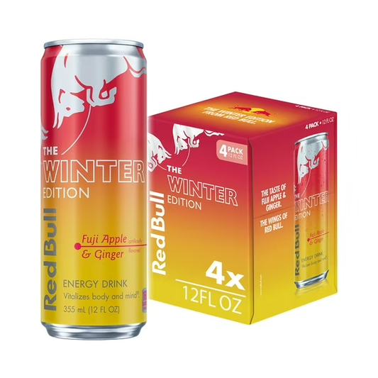 Red Bull Winter Edition Energy Drink, Fuji Apple & Ginger, 12 fl oz, Pack of 4 Cans
