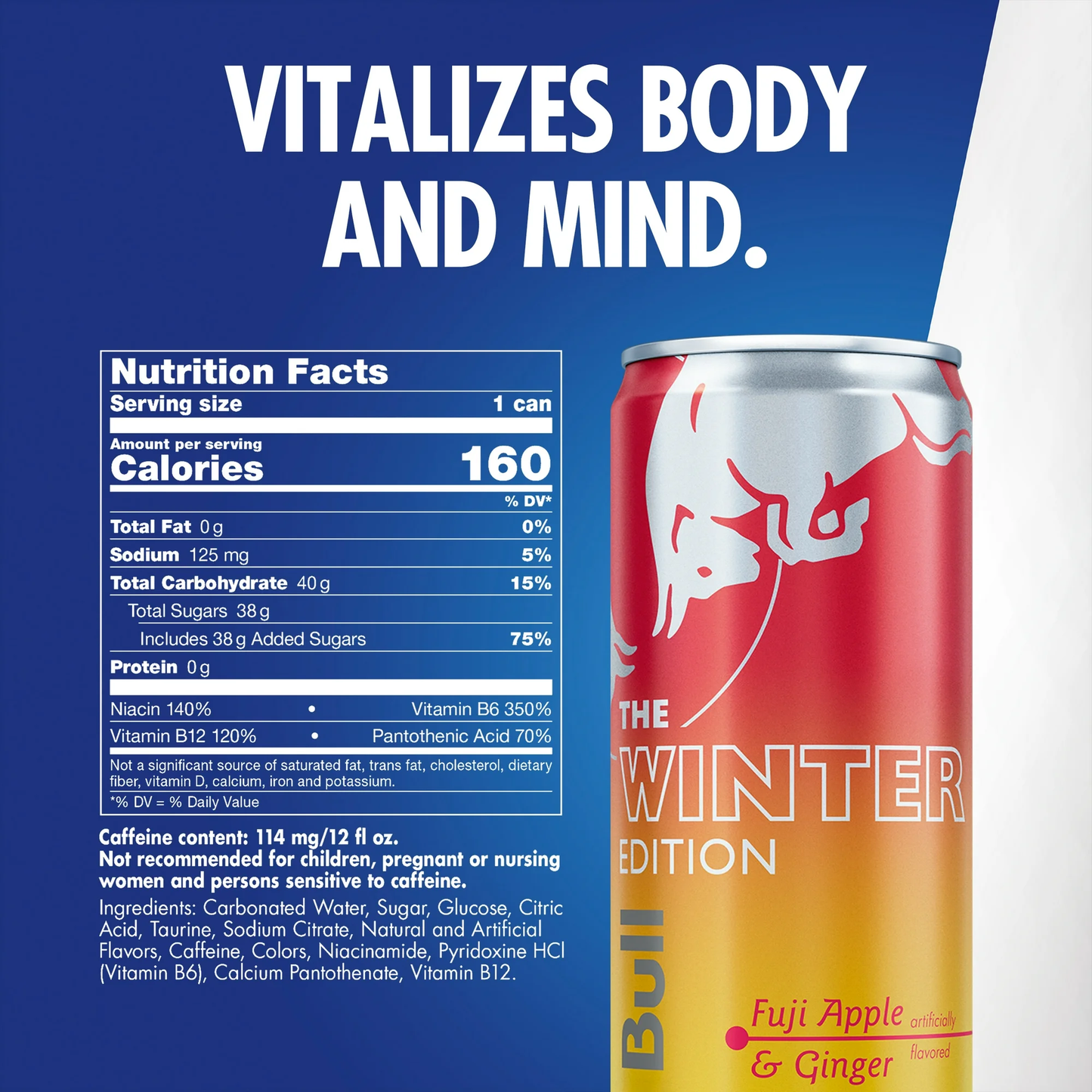Red Bull Winter Edition Energy Drink, Fuji Apple & Ginger, 12 fl oz, Pack of 4 Cans