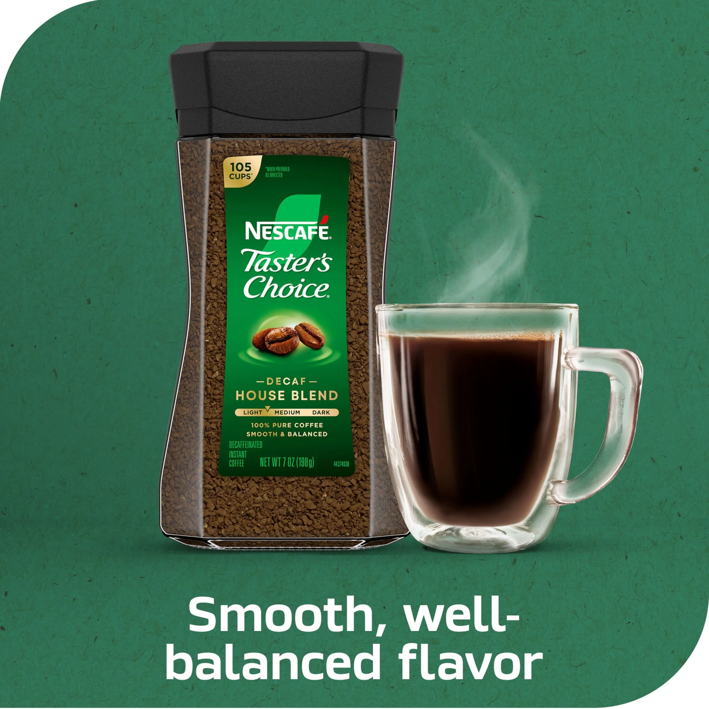 NESCAFÉ Taster's Choice Decaf House Blend, Medium Light Roast Instant Coffee, 7 oz