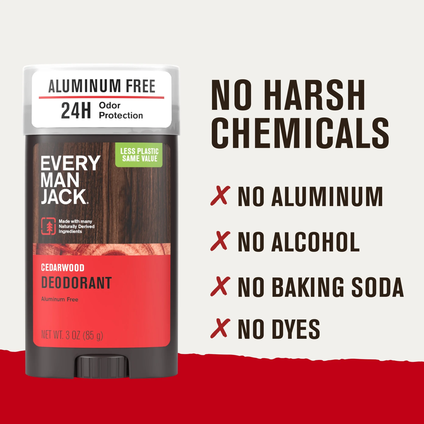 Every Man Jack Aluminum Free Natural Deodorant, Cedarwood, 3 Oz