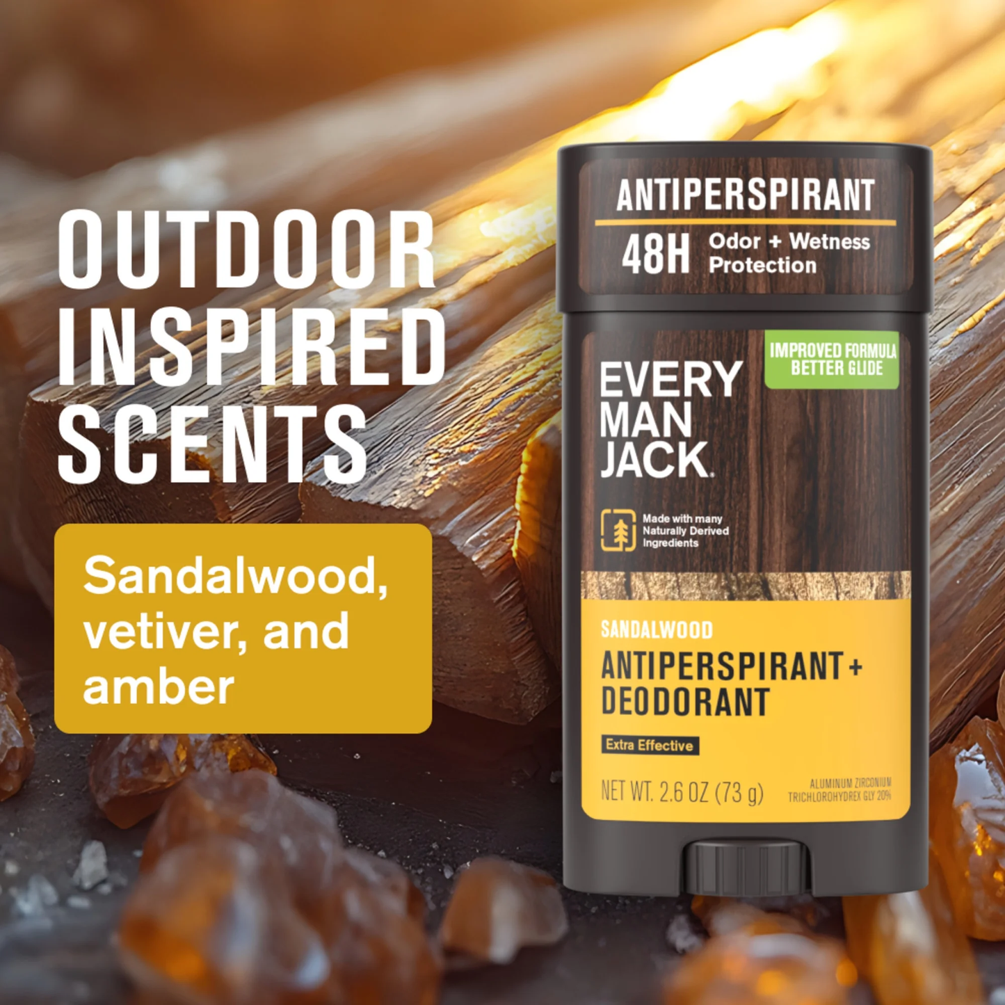 Every Man Jack Sandalwood Antiperspirant Deodorant, 2.6 Oz