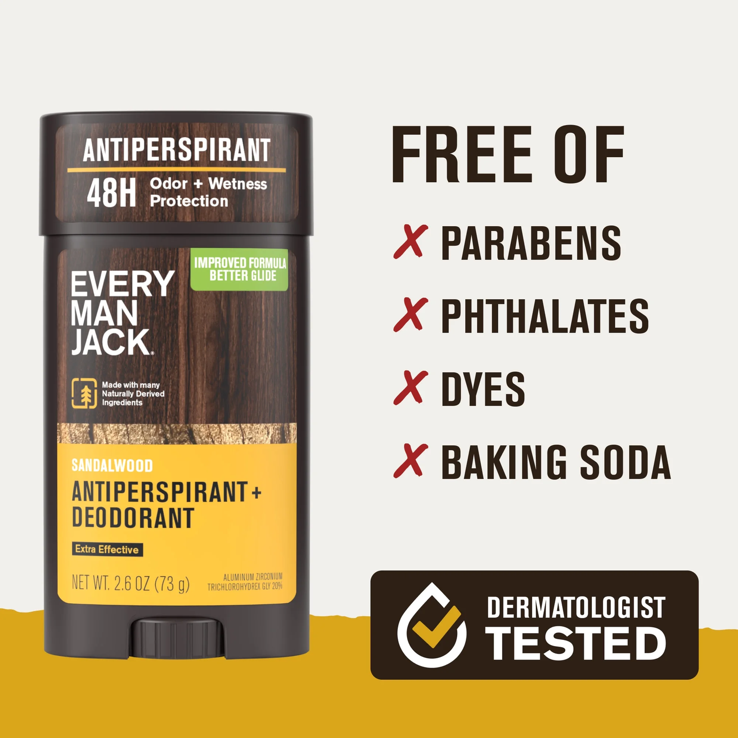 Every Man Jack Sandalwood Antiperspirant Deodorant, 2.6 Oz