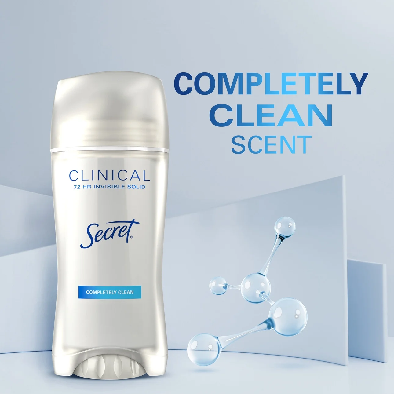 Secret Clinical Invisible Solid Antiperspirant and Deodorant Stick, Completely Clean, 2.6 oz