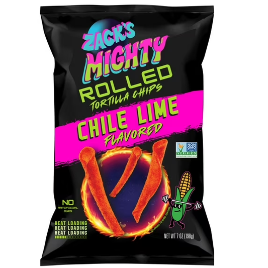 Zack's Mighty Chile Lime Rolled Tortilla Chips, 7 oz