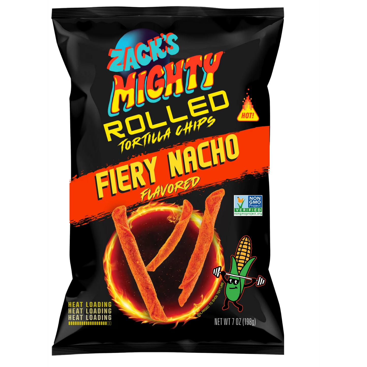 Zack's Mighty Fiery Nacho Rolled Tortilla Chips, 7 oz